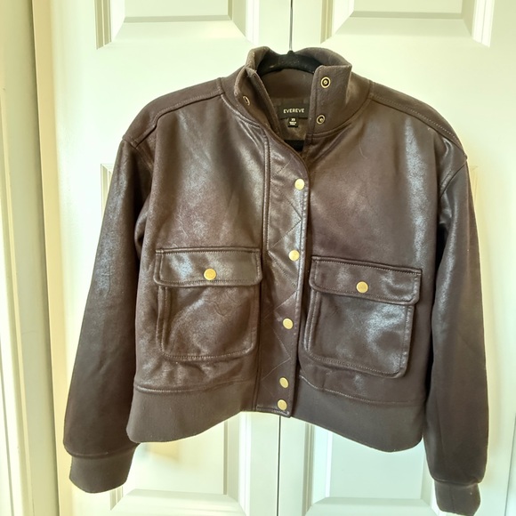 Evereve Chocolate Brown Bomber Jacket size XS - Picture 5 of 6